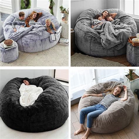 Microsuede Ft Foam Giant Bean Bag Memory Living Room Chair Lazy Sofa Soft Cover Ebay