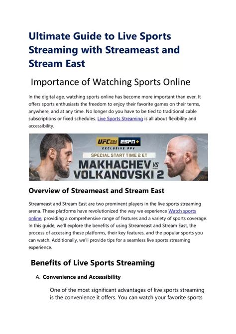 Ppt Streameast Live Sports Streaming Ultimate Guide To Live Sports