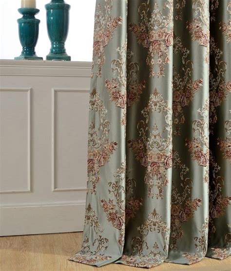 A Pair Of Floral Damask Jacquard Custom Curtains Up To Etsy