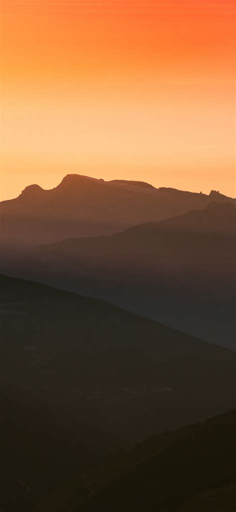 Swiss Alps Wallpaper 4k Silhouette Mountain Range Orange Sky Sunset