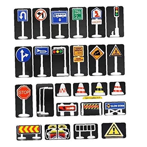 28pcs Street Road Signs Playset Traffic Signs Playset Mini Electric