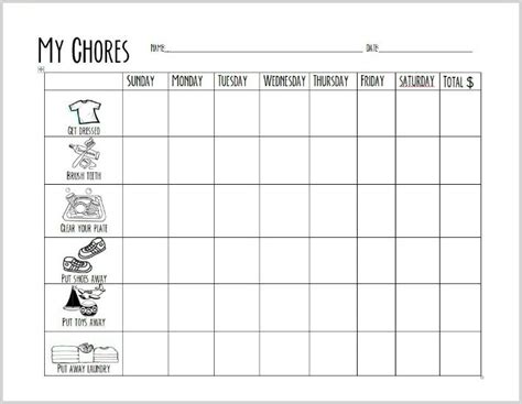Free Printable Chore Chart For Preschoolers Chore Chart Kids Free