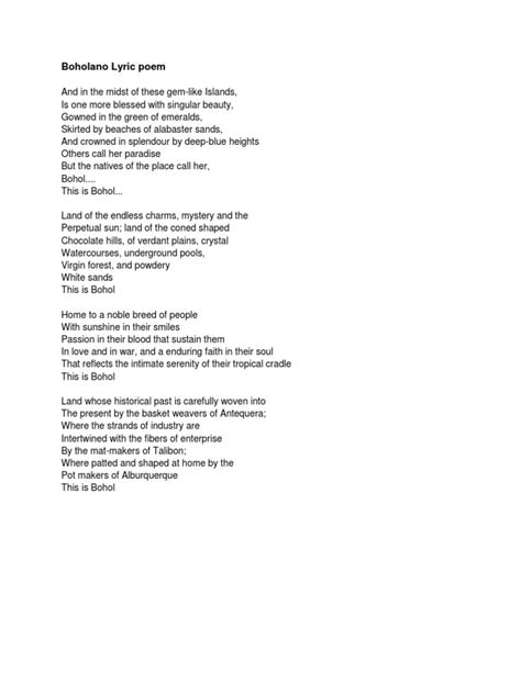 Boholano Lyric Poem