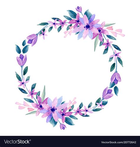 Wreath Of Flowers In Watercolor Royalty Free Vector Image