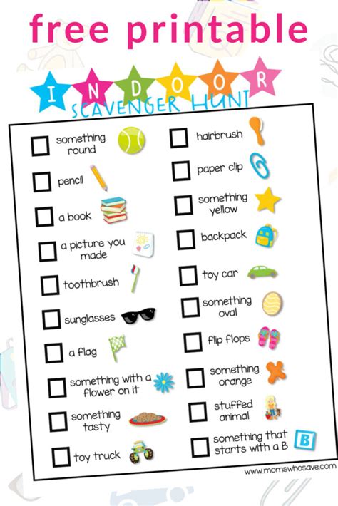 Your list can contain any number of tourist attractions in new york, but could also include a few additional activities for them to complete. Indoor Scavenger Hunt List Printable | MomsWhoSave.com