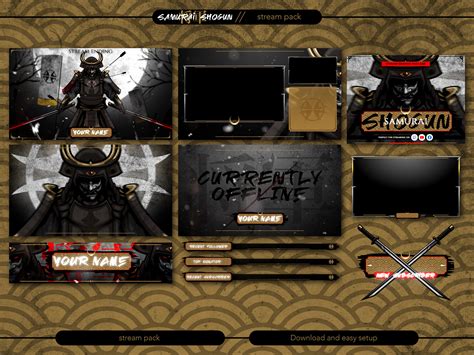 Twitch Overlay Twitch Japanese Overlay Samurai Shogun Oni Mask