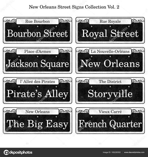 New Orleans Street Signs Collection For Wedding Table Cards ⬇ Stock