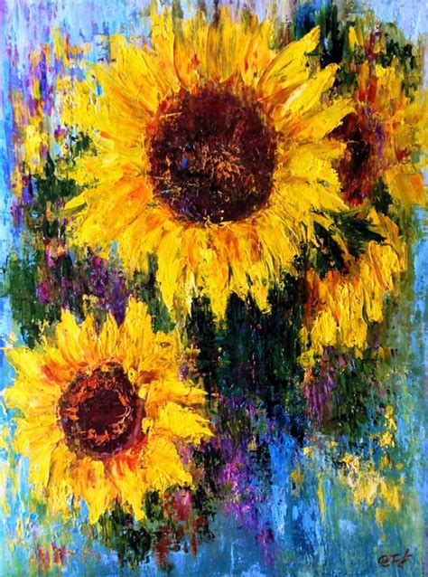 Abstract Sunflowers Oil Painting By Alena Rumak Artfinder