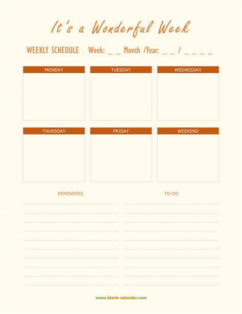 Weekly Schedule Template Word Document