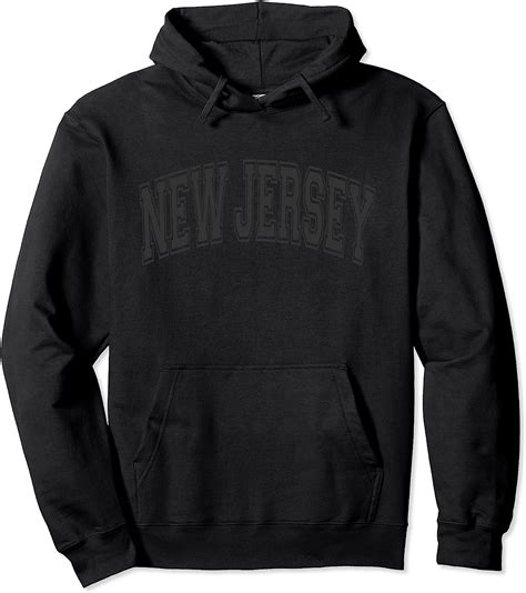 Amazon Com New Jersey Varsity Style Black With Black Text Pullover