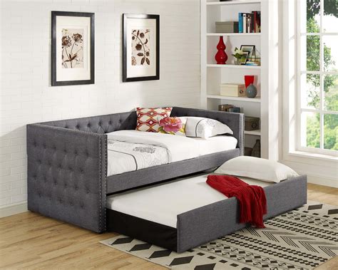 Grey Tufted Trina Daybed With Trundle Urban Furniture Outlet