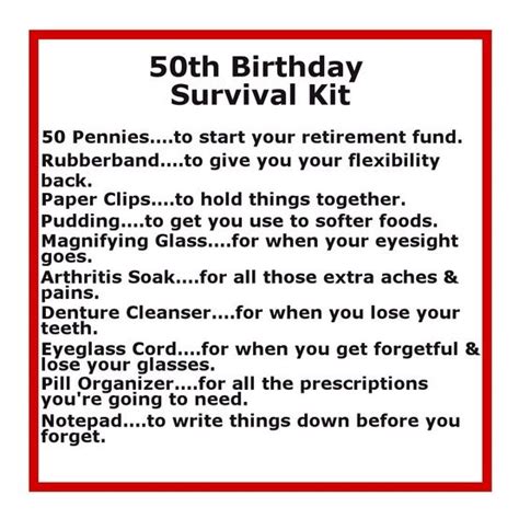 delightfully noted 50th birthday survival kit going to need this for some people real soon