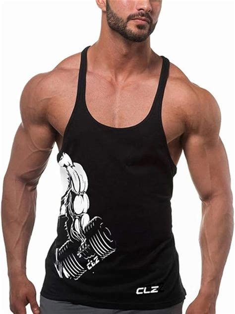 Yeehoo Mens Gym Stringer Tank Tops Y Back Workout Muscle