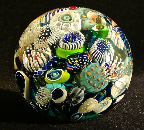 2014 Large Ocean Reef Paperweight With Dark Background For Effect Each One Is Different In It S