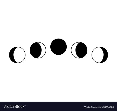 Moon Phases Simple Black And White Royalty Free Vector Image