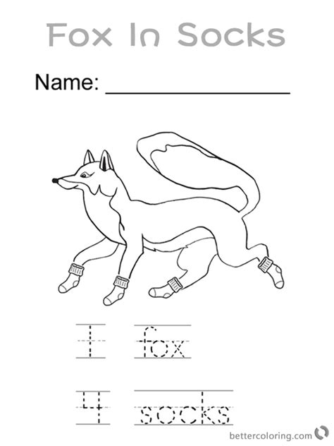Fox In Socks By Dr Seuss Coloring Pages Worksheet Free Printable
