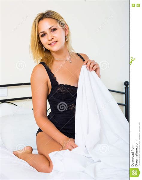 Naked Woman On Bed In Bedroom Stock Photo Image Of Pillow Glamour