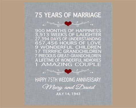 An Anniversary Card With The Words 70 Years Of Marriage On It And A Red