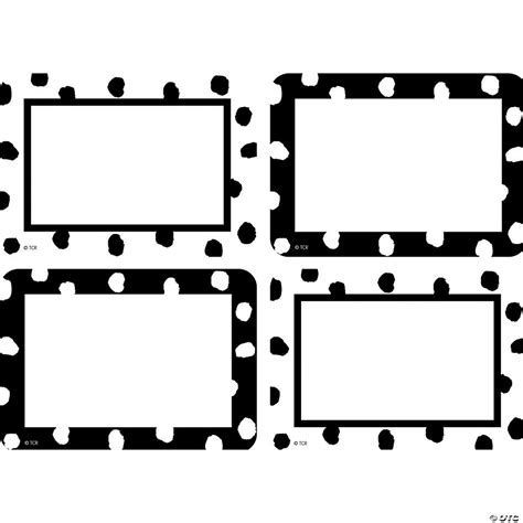Teacher Created Resources Black And White Painted Dots Name Tagslabels