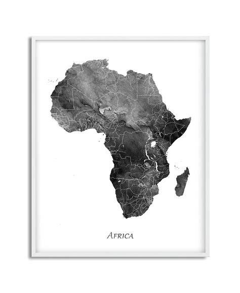 Africa Map Print Africa Decor Africa Wall Art Africa Etsy