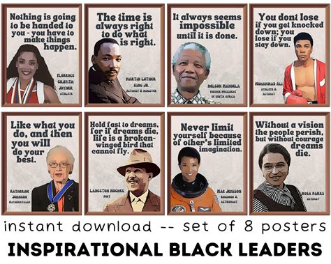 Retro Black Leaders In History Set Of 8 Printable Posters Etsy Hong Kong
