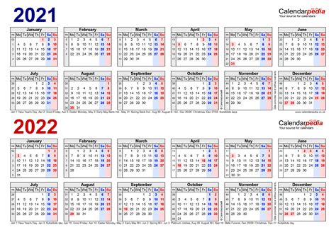 2021 2022 Calendar Uk