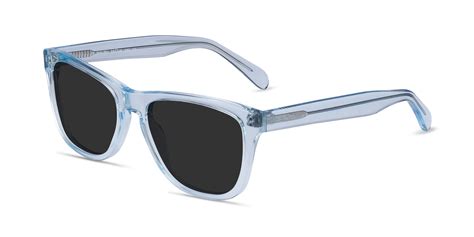 Malibu Rectangle Clear Blue Frame Prescription Sunglasses Eyebuydirect