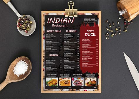 indian spice menu card design template effects