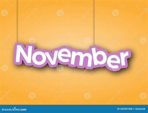 November Name Of The Month On The Cells Of The Mechanical Tableau