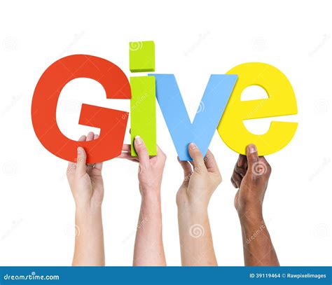 Multi Ethnic Hands Holding The Word Give Stock Photo Image 39119464
