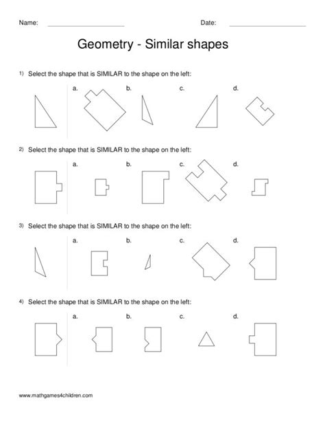Geometry Similar Figures Worksheet