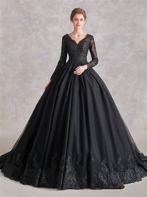 The Luxe Black Wedding Dress Goth Mall Black Wedding Gowns Long