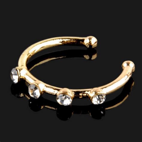 Hot Gold Silver Crystal Rhinestone Stainless Steel Nose Ring Body