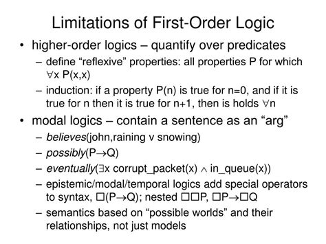 Ppt Limitations Of First Order Logic Powerpoint Presentation Free