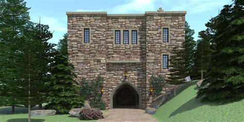 Castle Tower Home With Basement Garage Tyree House Plans