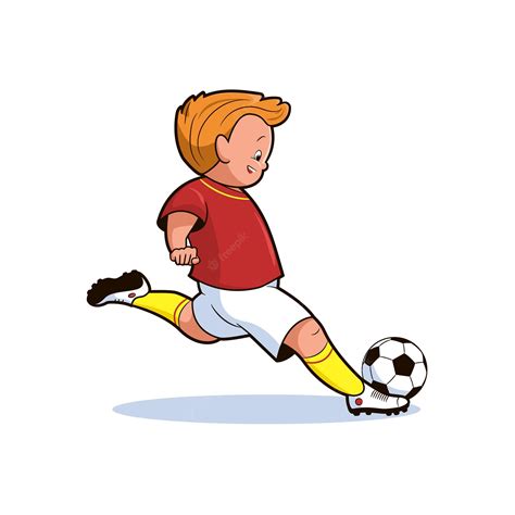 Um Jogador De Futebol Chuta A Bola Em Um Salto Ilustração Vetorial No