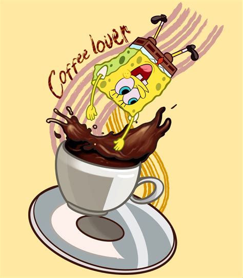 Spongebob Coffee Lover Sticker For Sale By Projectmoon Coffee
