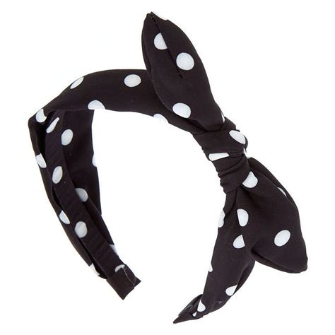 Polka Dot Knotted Bow Headband Black Hair Accessories Bow Headband