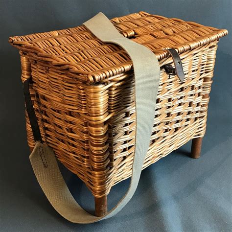 Junior Vintage Wicker Fishing Basket - Leather & Sporting Goods ...
