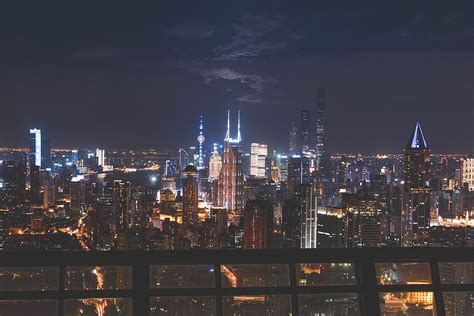 Beautiful 2018 Sky Light Night City China Shanghai Piqsels