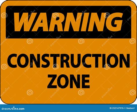 Warning Construction Zone Symbol Sign On White Background Stock Vector
