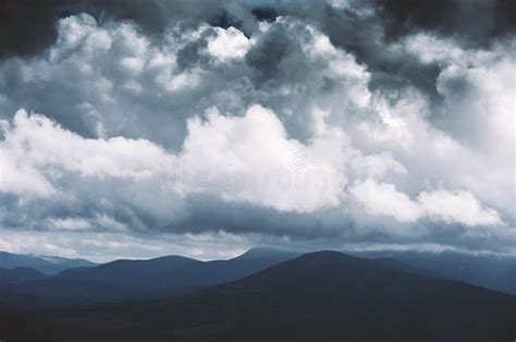 Dark Storm Clouds In The Mountains Stock Image Image Of Rain Mist