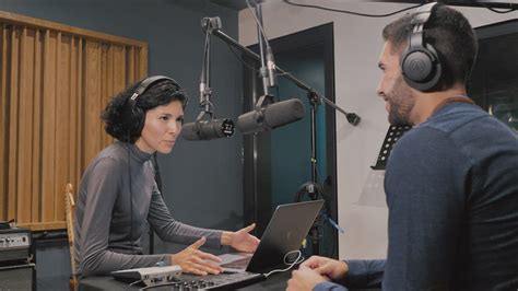 Presenters Recording A Podcast Free Stock Video