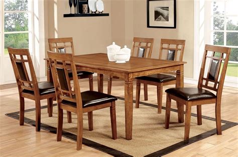 Freeman I 7 Piece Dining Room Set In Light Oak Finish By Furniture Of