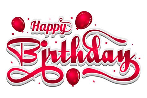 Happy Birthday Text Typhography Red Ballons Sticker Transparent