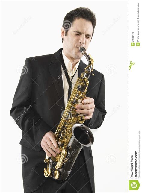 Caucasian Man Playing Saxophone Stock Photo Image Of Hobbies Male
