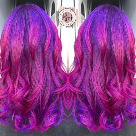Pink And Purple Neon Rainbow Hair 💗💜 As Always Using Olaplex