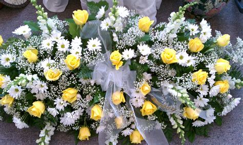Yellow And White Casket Spray Sympathy Flowers Casket Flowers