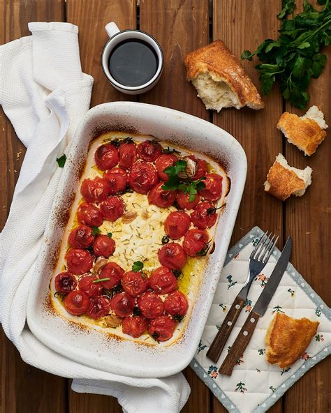 Mediterranean Baked Feta Cheese With Tomatoes Bouyourdi Delice Recipes