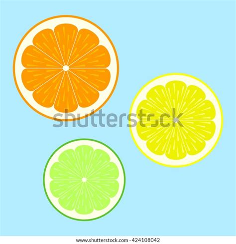 Flat Orange Lemon Lime Slices On Stock Vector Royalty Free 424108042